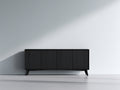 Mueble recibidor de madera 170x42x76 cm - negro - 4 puertas y diseño minimalista