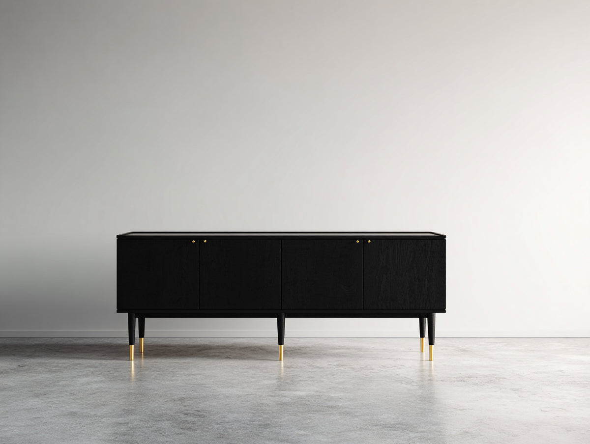 Mueble recibidor de madera 180x40x75 cm - color negro - diseño moderno con almacenamiento para entrada