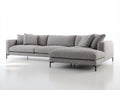 Sofás de esquina tapizado en tela 285x175x82 cm - gris claro - chaise longue y patas metálicas