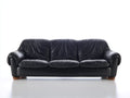 Sofás 3 plazas de cuero sintético 225x98x92 cm - negro - diseño clásico con brazos redondeados
