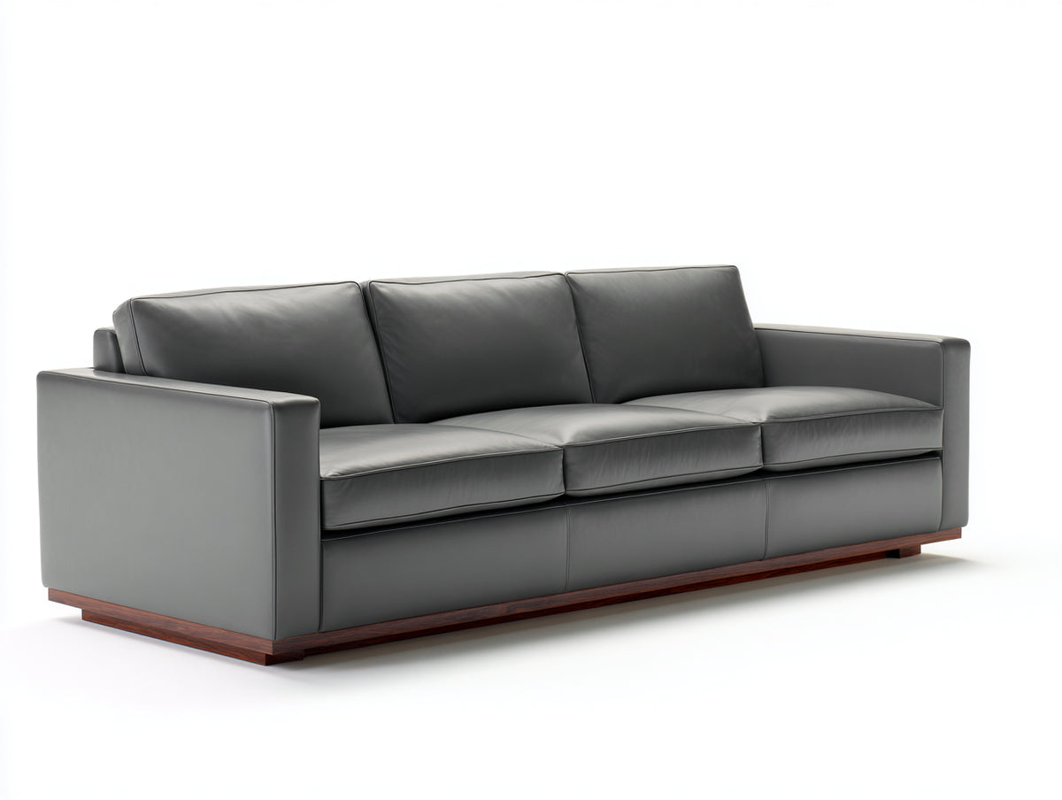 Sofás 3 plazas de piel sintética 230x95x80 cm - color gris oscuro - diseño moderno para salón