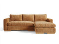 Sofás de esquina tapizado en pana 255x165x88 cm - marrón ocre - chaise longue y diseño contemporáneo