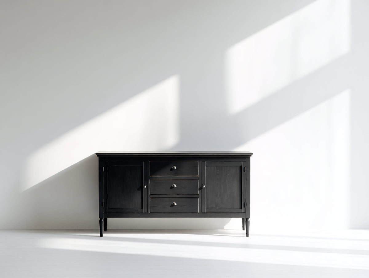 Mueble recibidor de madera 160x40x80 cm - color negro - diseño moderno con almacenamiento para entrada