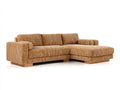 Sofás de esquina de pana 275x170x86 cm - marrón caramelo - diseño moderno con chaise longue y base de madera para salón