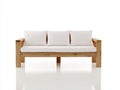 Sofá de exterior de madera para 3 personas 190x82x78 cm - Madera natural y blanco crema - Estructura robusta con cojines acolchados