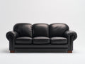 Sofás 3 plazas de piel sintética 220x90x85 cm - color negro - diseño clásico para salón moderno