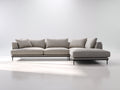 Sofás de esquina tapizados 290x170x84 cm - beige grisáceo-negro - diseño moderno con chaise longue y base elevada para salón