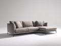 Sofá de esquina tapizado en tela 285x175x86 cm - Gris topo y negro - Chaise longue con cojines sueltos y patas metálicas