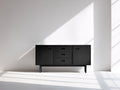 Mueble recibidor de madera 150x42x80 cm - negro - 2 puertas y 3 cajones