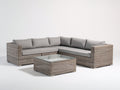 Sofás de exterior de ratán 220x220x75 cm - gris topo y gris claro - conjunto esquinero con mesa cuadrada