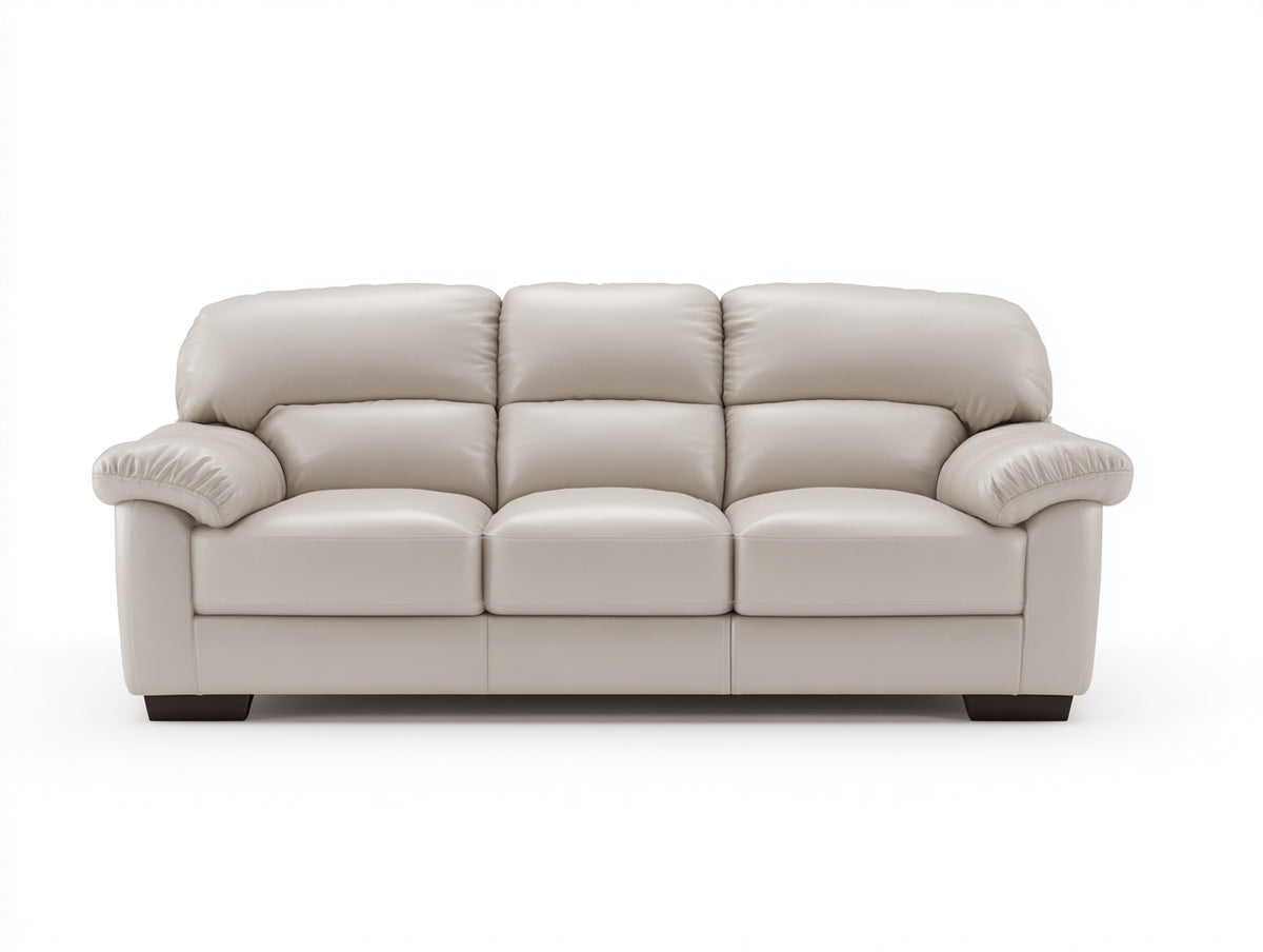 Sofás 3 plazas de piel sintética 218x98x94 cm - beige claro - diseño clásico acolchado para salón