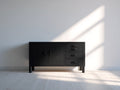 Mueble recibidor de madera con 3 cajones y 2 puertas 120x40x78 cm - Negro - Diseño bajo con almacenamiento combinado