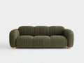Sofás 3 plazas de pana 220x98x84 cm - verde oliva - diseño moderno curvo con asiento acolchado para salón