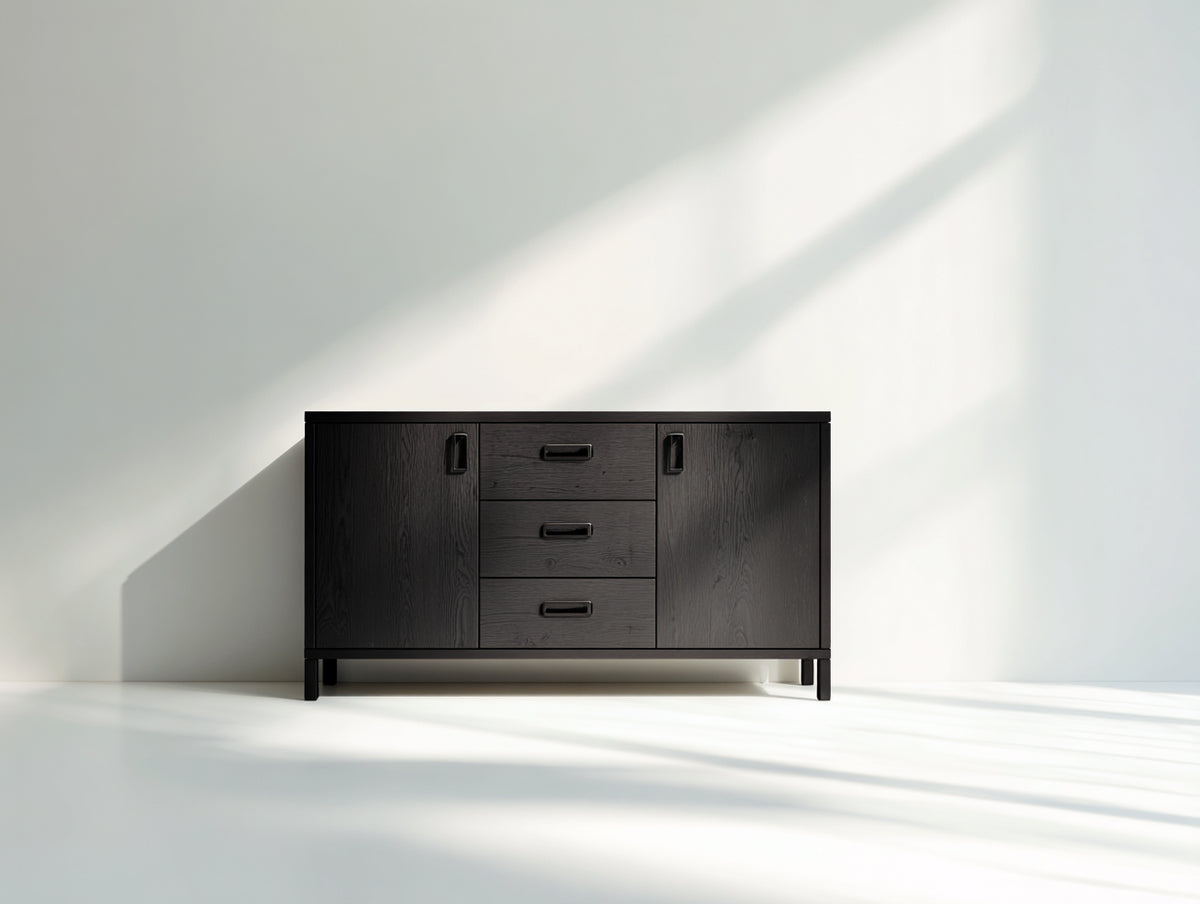Mueble recibidor de madera 160x40x80 cm - color negro - diseño moderno con almacenamiento para entrada