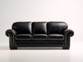 Sofás 3 plazas de piel 215x96x92 cm - negro - diseño clásico con asiento acolchado para salón