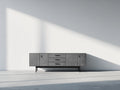 Mueble recibidor de madera 180x42x78 cm - gris-negro - diseño contemporáneo con 4 puertas y 3 cajones
